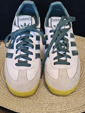 Adidas Originals Dragon Vintage Style Trainers White/ Green Lace Up Size 7.5